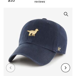Anthropologie Navy Cap with Gold (golden retriever) Embroidery